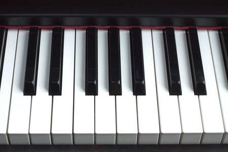 Piano keyboard. Front view closeupの写真素材
