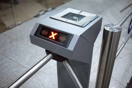 Access denied. Electronic access control system horizontal view closeupの写真素材