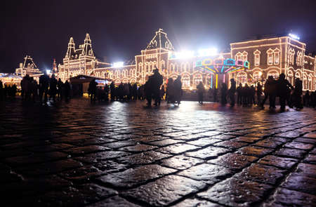 Festive Christmas evening festivities in Moscow on Red Square 2022の写真素材