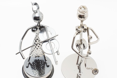 Male and Female Metal Musician Figures on White Backgroundの写真素材