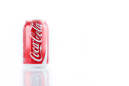KUALA LUMPUR, MALAYSIA - JANUARY 6TH, 2015. A can of Coca Cola soft drink. Coca Cola drinks are produced and manufactured by The Coca-Cola Company, an American multinational beverage corporation.のeditorial素材