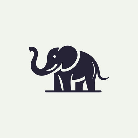 A majestic elephant icon in vector illustration, symbolizing strength and wisdom. Perfect for brands in conservation, travel, or luxury seeking a powerful and memorable.のイラスト素材