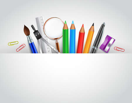 Back to School Background With School Items and White Space for Wordsのイラスト素材