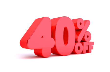 40% Off 3D Render Red Word Isolated in White Backgroundの写真素材
