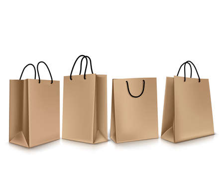 Set of Colorful Empty Shopping Bags Isolated. Vector Illustrationのイラスト素材