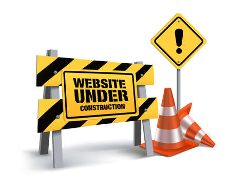 Website Under Construction Sign in White Background. 3D Mesh Vector illustration