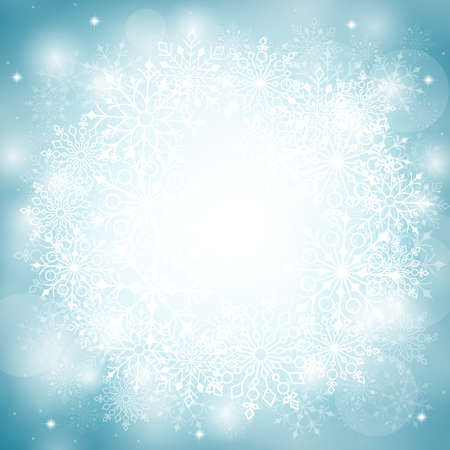 Winter Snow Background with Different Snowflakes. Vector Illustrationのイラスト素材
