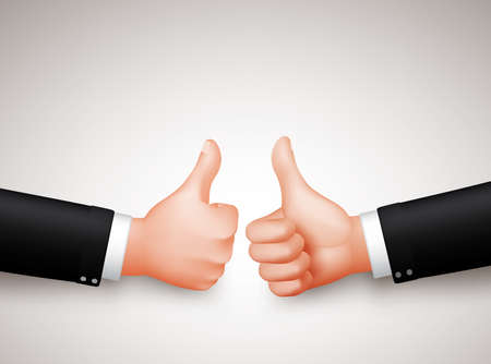 Thumbs Up Sign of Two Professional Businessman Hands for Agreements in 3D Realistic Vector Illustrationのイラスト素材