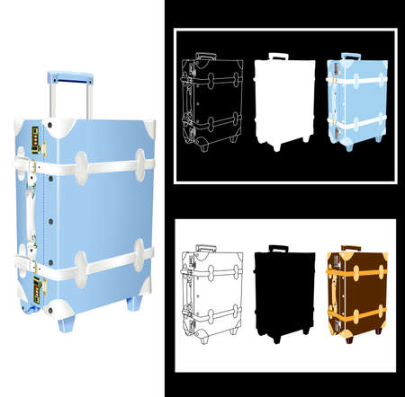 Beautiful Vector Traveling Bag Design with Silhouette on  a Black and White Backgroundのイラスト素材