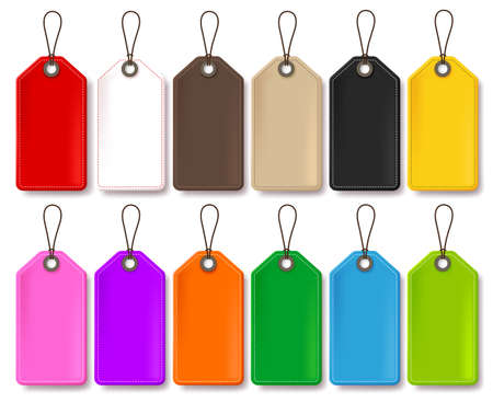 Colorful Vector Price Tags Collection Isolated in White Background for Store Promotional Templates with Empty Space for Text. Vector Illustration.のイラスト素材