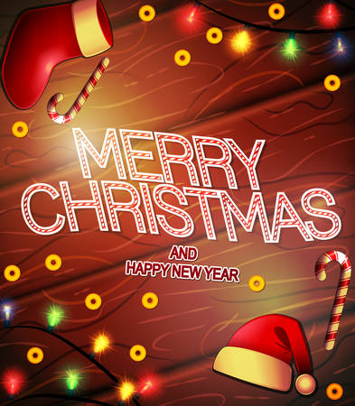 Merry Christmas and Happy New Year Vintage Poster for Promotional Purposesのイラスト素材