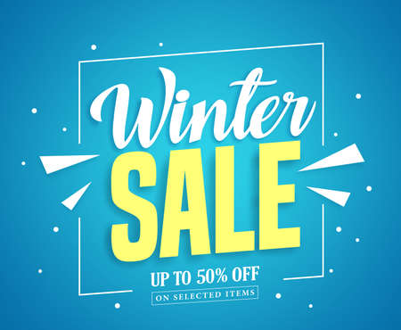 Winter sale banner design with sale up to 50% off for winter season marketing promotion.のイラスト素材