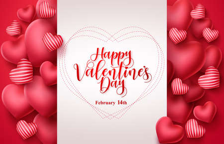 Valentines day vector greeting background. Happy valentines day greeting typography in white space for text with heart elements  background. Vector illustration.のイラスト素材