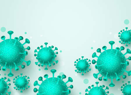 Corona virus vector background template. Covid-19 virus with space for text background of global ncov outbreak and worlds pandemic deadly novel virus. Vector illustration.のイラスト素材