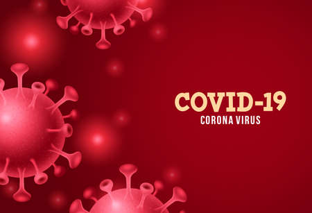 Covid-19 corona virus vector background. Covid-19 coronavirus text in red empty space with covid19 corona virus global pandemic. Vector illustration.のイラスト素材