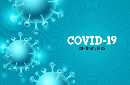 Covid-19 corona virus vector background. Covid-19 coronavirus text in blue background with covid19 ncov icons. Vector illustration.のイラスト素材