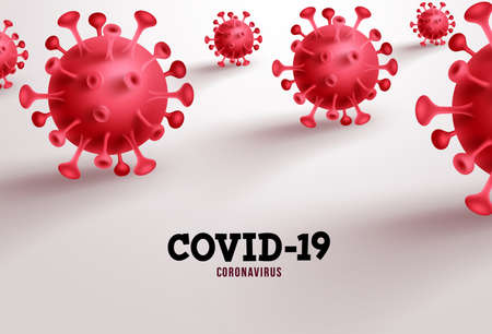 Covid-19 vector banner background. Coronavirus and covid-19 text in empty space in white background for sars ncov viral pandemic. Vector illustration.のイラスト素材