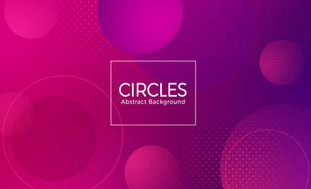 Circle abstract vector banner design. Circles abstract presentation background text with geometric gradient violet circle shape element for wallpaper backdrop. Vector illustrationのイラスト素材