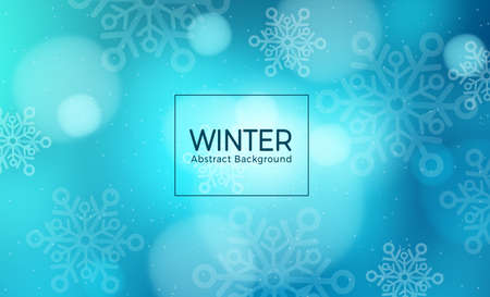 Winter abstract vector template design. Winter abstract background text with snowflakes elements in blue background for winter season cover and wallpaper. Vector illustrationのイラスト素材