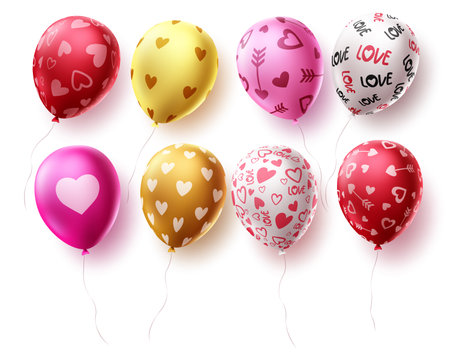 Birthday balloons set vector design. Balloon elements for birthday celebrations and party decorations isolated in white background. Vector illustration.のイラスト素材