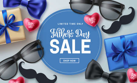 Father's day sale vector banner design. Father's day limited offer discount for dad's celebration promotion ads. Vector illustration.のイラスト素材