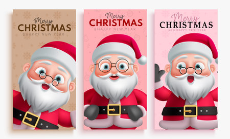 Christmas santa claus tags vector set design. Merry christmas greeting card with santa claus character for holiday season gift tags collection. Vector illustration xmas hang tagsのイラスト素材
