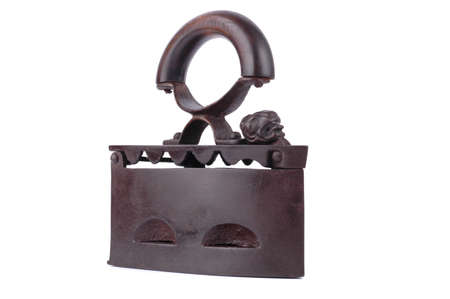 Retro coal iron isolated on white with clipping pathの写真素材