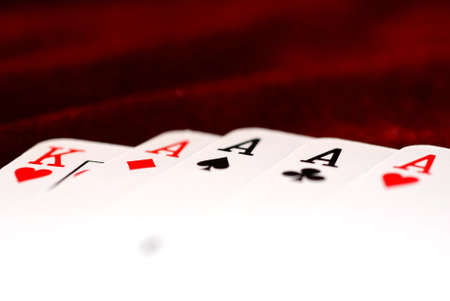 closeup photo of Playing card on the dark background, soft focusの写真素材