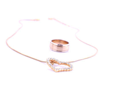 Jewelry set on the white background, soft focusの写真素材