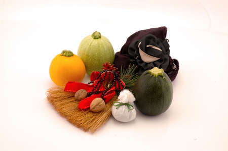 Halloween Pumpkins on white background, halloween conceptの写真素材