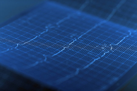 Heart beats on the cardiogram, BLUE TONE, SOFT FOCUS