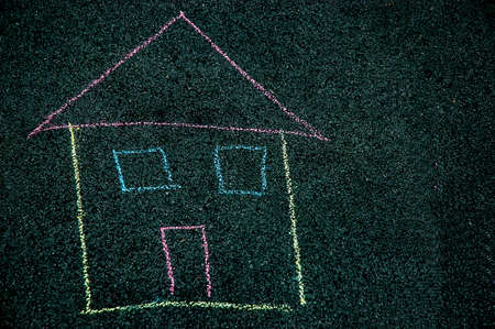 photo of House drawn by a kid on a streetの写真素材