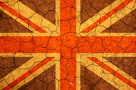 United Kingdom flag  and dry earth surface backgroundの写真素材
