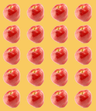 Seamless pattern of red apple on the orange background