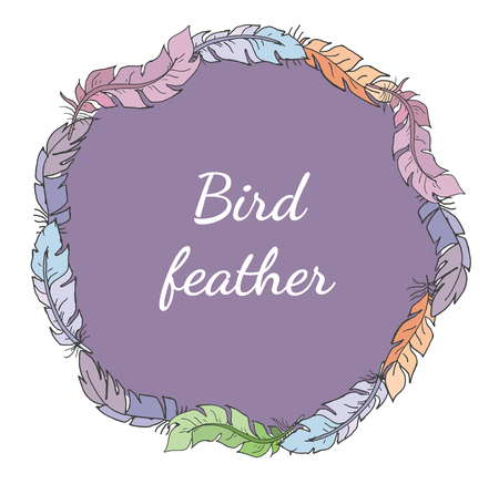 Hand drawn creative tags with feathers. Universal shopping, sales, advertising, price tags and product label templates isolated. Vector isolated.のイラスト素材