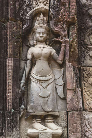 Carved structure and relief in Angkor Wat Temple. Siem Reap, Cambodiaの写真素材