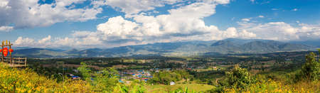 Pai, Thailand - November 29, 2016 : Santichon Chinese Village at Mae Hong Son Province. Picturesque observation point. Panoramaのeditorial素材