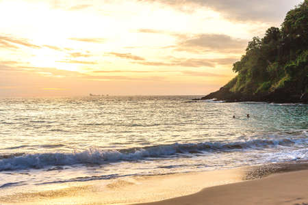 Exotic Koh Lanta Beach, Krabi Province, Thailand. Sea and rocks at sunset.の写真素材