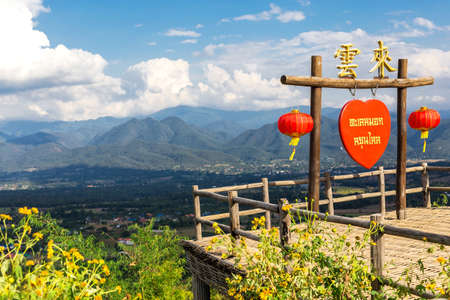 Pai, Thailand - November 29, 2016 : Santichon Chinese Village at Mae Hong Son Province. Picturesque observation point.のeditorial素材