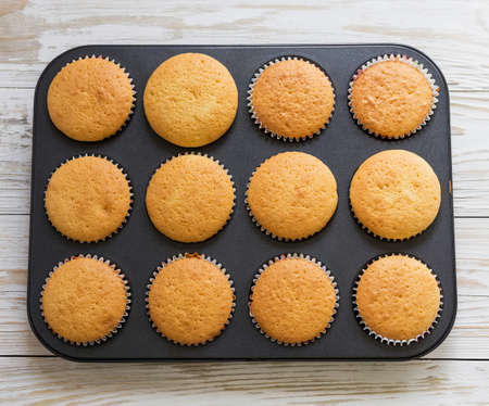 homemade cupcakes  in paper forms. Close-upの写真素材