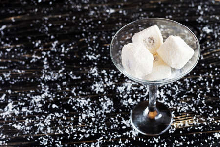 Traditional turkish dessert rahat lokum with coconutの写真素材