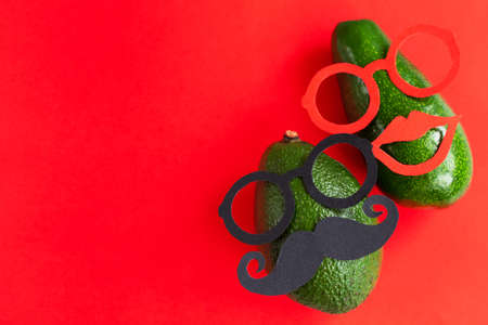 Funny silhouette patterns on the raw food background. Cute party faces. Prostate Cancer and men's health awareness.の写真素材