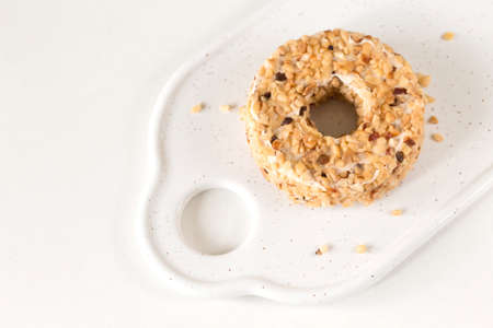 almond biscuit cake dessert with ricotta and honey. Breakfast concept
