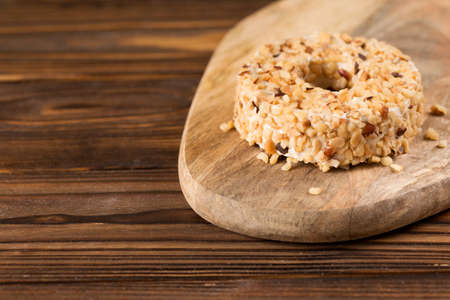 almond biscuit cake dessert with ricotta and honey. Breakfast conceptの写真素材