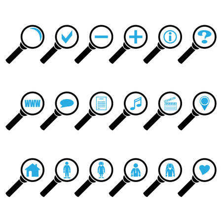 Search icon set isolated on a white background with clear glassのイラスト素材