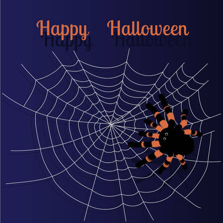 Halloween greeting card with spider silhouetteのイラスト素材