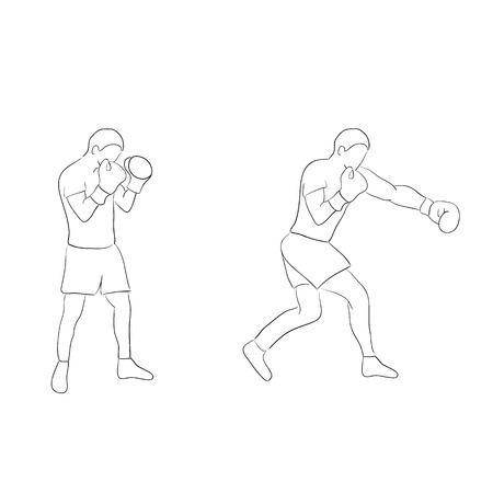 Two boxers doodle isolated on white backgroundのイラスト素材