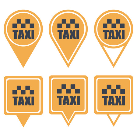 Navigation yellow pins for taxi isolated on white backgroundのイラスト素材