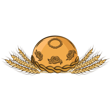 Vector illustration of colored hand drawing round bread and ears. EPS10のイラスト素材
