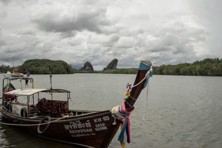 Boat in the river in Krabi, Thailandのeditorial素材